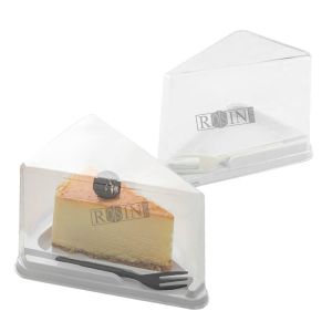 Customizable Plastic Bakery Packaging Triangle Cake Box Transparent With Lid