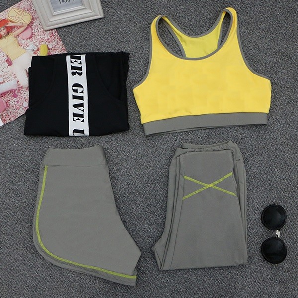 Sport Wear Three Piece Yoga Set Sport Shirt for Women Sports bra Fitness Flare Pants Leggings Tracksuit Gym Leggings 15