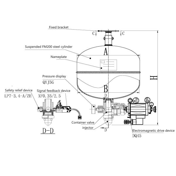 Red FM200 Hanging System Easy Installation Solenoid Sensor 1.6MPa Storage Pressure