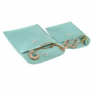 Snap Button Double sided 8*8cm Velvet Jewelry Pouch