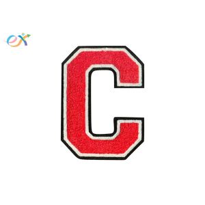 Laser Cut Edge Custom Chenille Patches Felt Fabric Red Letter Patches