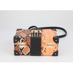New style snake pattern PU leather hard case clutch purse with shoulder strap