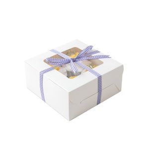 Quality Takeout Paper Cupcake Bakery Treat Boxes With Window 4x4 for sale