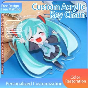 Durable Custom Acrylic Keychains Cartoon Character Printed Clearly With Metal