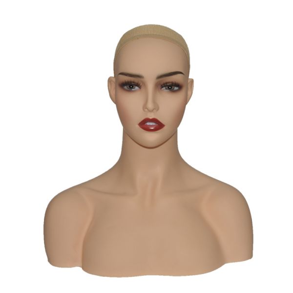 Wholesales European Realistic Wig Professional Training Half Body Makeup Face Female Mannequin Head with Shoulder