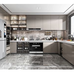 Particle Board Wrap Supplier Drawer For Home Modular Kitchen Cabinet With Sink