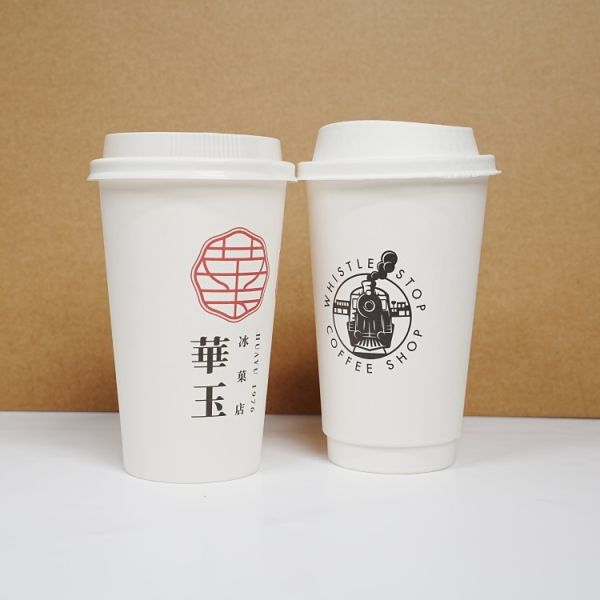 Customized printed logo coffee cup eco-friendly disposable takeaway double-layer paper cup