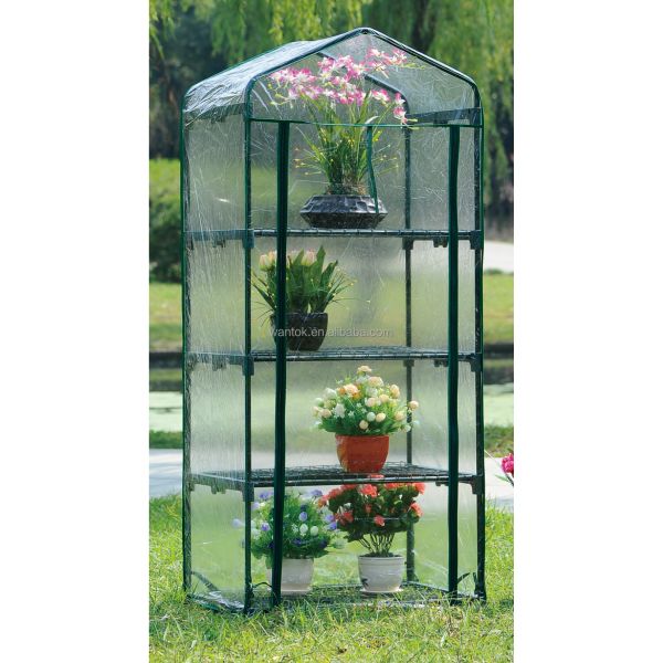 Easily Assembled Transparent Greenhouse 4 tier Vinyl House with Steel Tube Dia 16mm