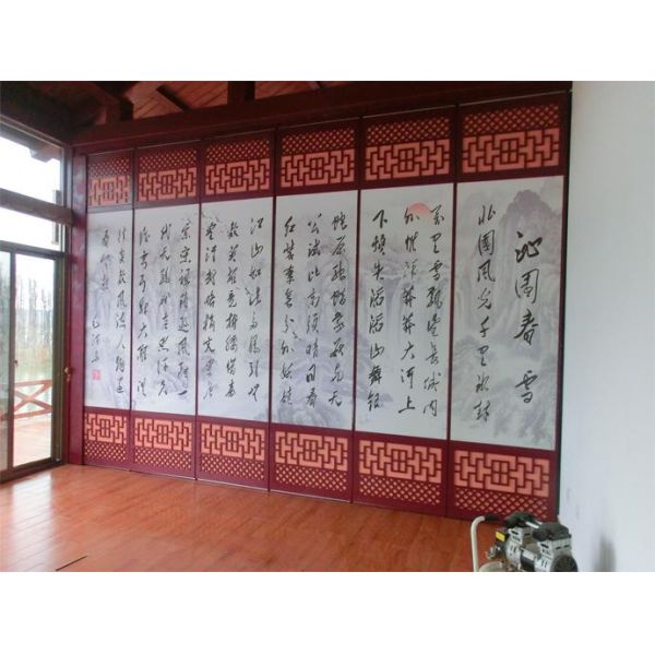 Sliding Hanging Track Roller Acoustic Partition Wall Plywood , Fabric , Leather Finished