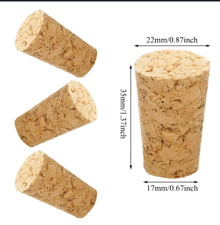 Natural Wine Cork Conical Bottle Stopper Custom Size For Champagne Bottle