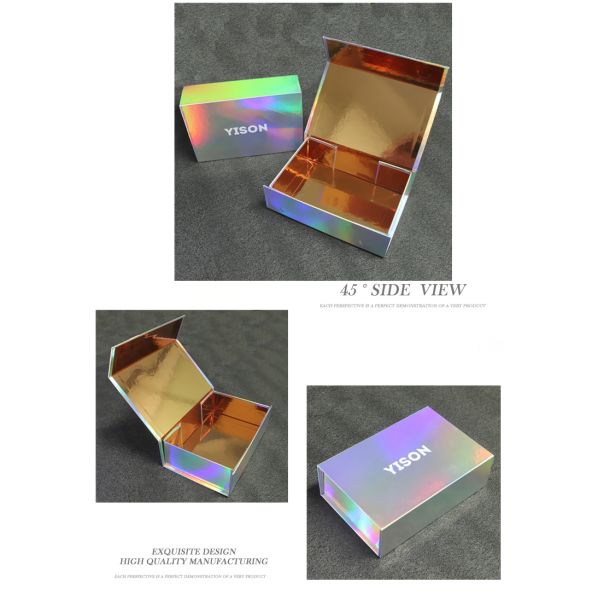 Custom Color Printed Iridescent Holographic Box For Gift Packaging