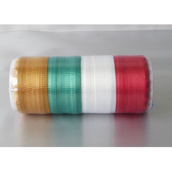 Muti - color Christmas Curling Ribbon Spool crimped PP solid ribbon 5mm * 25Y
