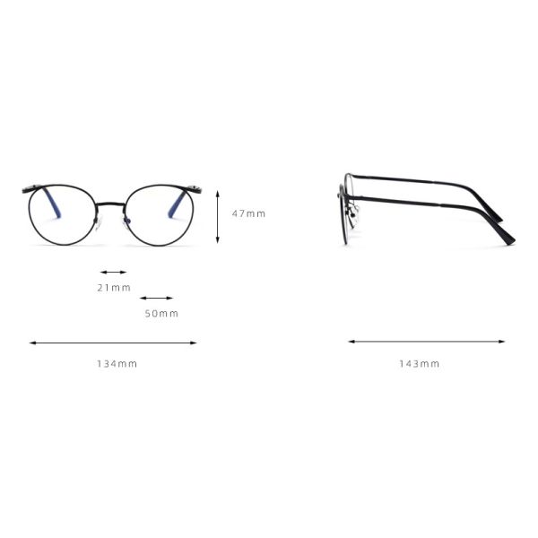 Vintage Anti Blue Light Metal Optical Round Frame Plain Lens Men Women Fashionable Computer Glasses