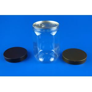 PET Plastic Food Storage Jars Cylinder Shape With Custom Color Cover 550Ml