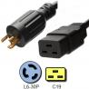 250V 20 Amp 3 Wire Power Cord 12 AWG Lock NEMA L6 30P to IEC C19 for sale