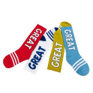 Customized Logo Childrens Cotton Socks , Jacquard Pattern Kids Long Socks For Student