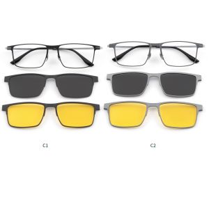 Business Glasses Titanium Clip On Square Aluminum Glasses Frame
