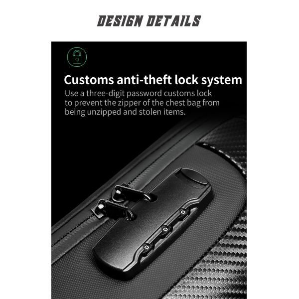 OEM/ODM Carbon Fiber Streamline Anti Theft Sling Bag Rainproof