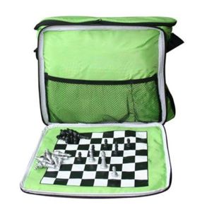 Green Chess Printing Insulated Cooler Lunch Bag Lunch Handbag