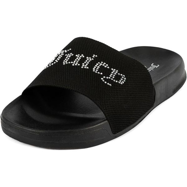 Casual Outdoor Use Slides Summer Flat Sandals With Textile Beaded Upper