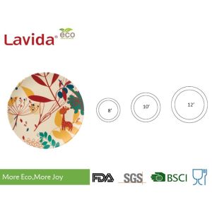 Light Weight 20cm Bamboo Fibre Plates , Customized Printing Bamboo Melamine