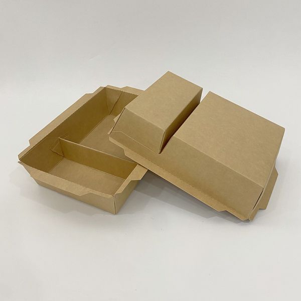 Custom Printed Food Paper Trays Disposable Takeout Brown Packaging
