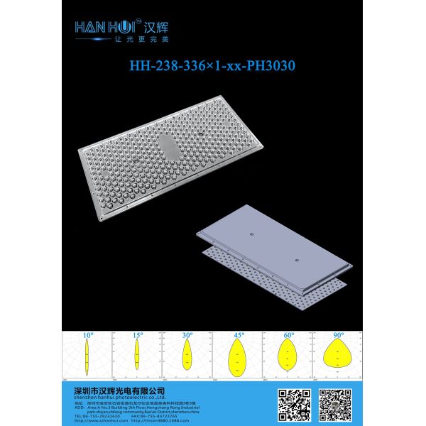 Buy 360×172MM Waterproof LED Lens For Stadium Lighting 10°/15°/30°/45°/60°/90° With 336pcs 3030LEDs at wholesale prices