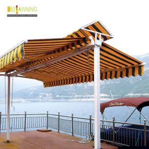 Retractable awning double sided outdoor independent awning