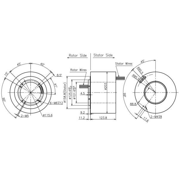 Large Through Bore Slip Rings Connector Rotary Joint Smoother Rotation 0-500VAC/VDC
