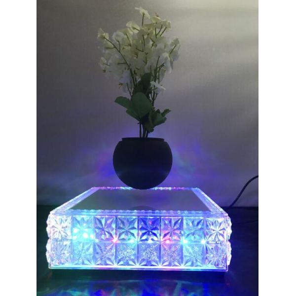 led light crystal base magnetic floating levitate air bonsai plant pot for christmas gift