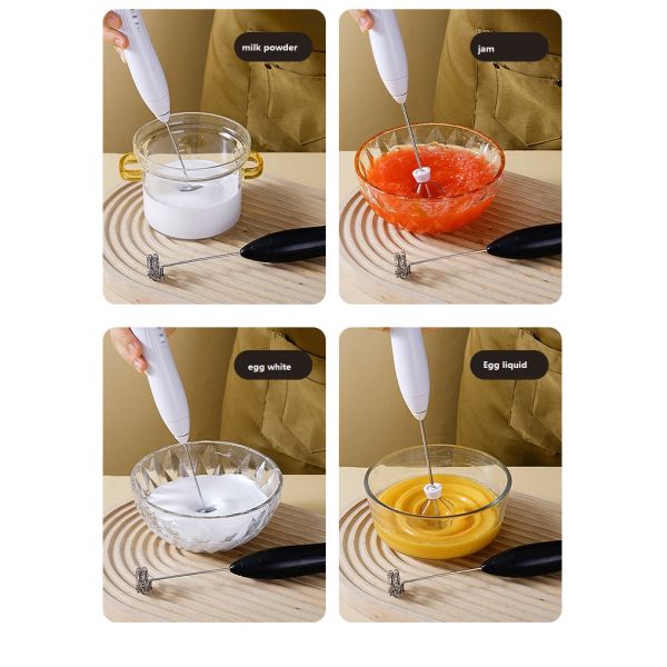 800mAh Battery Capacity 304 Stainless Steel Handheld Egg Beater for Kitchen Coffee