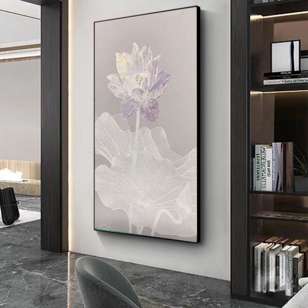 Modern Textured Canvas Oil Painting 6 Color Print Method Hand Painted Flower Picture for Living Room Art Relief Painting