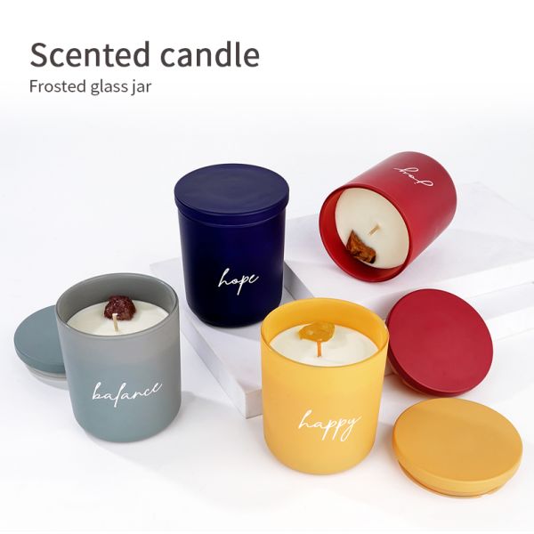 Glass Jar Scented Candle High Scented Candle Burning Time 45 Hours Crystal Scented Candles with Glass Lid 10oz