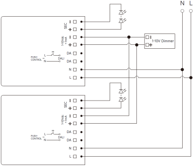 50W 700ma to 140ma programmable DALI2 & PUSH & 0-10V dimmable led power driver for LED panel