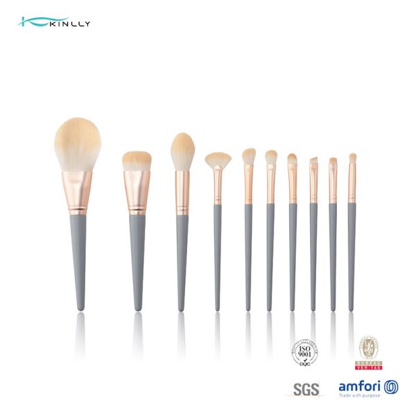 Buy Synthetic Hair 9PCS Wood Handle Makeup Brushes Aluminium Ferrule at wholesale prices