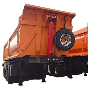 Orange red or blue 3 axle with Leaf Spring Landing Gear King Pin tool box modern transport rear dump tipper dumper semi trailer