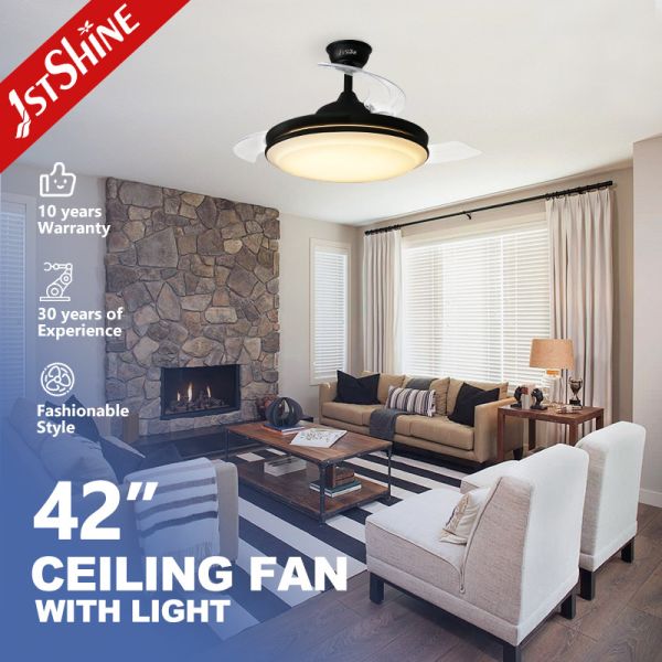 230V Decorative Lighting Retractable LED Ceiling Fan with Dimmer Support 42 Inch
