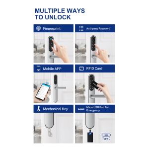 Waterproof Aluminium Door Lock Slim Smart With Cylinder