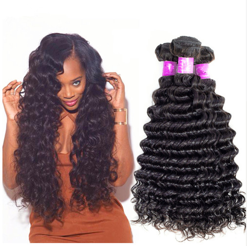 Buy Deep Wave 1B 100% Brazilian Human Virgin Hair Bundles For Black Lady at wholesale prices