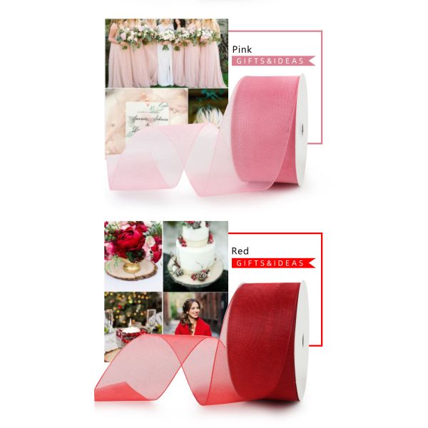 Wide Christmas Decoration Ribbon Tape Organza Ribbon For Gift Packing