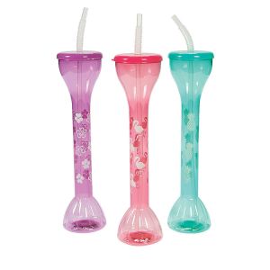 PET Party Yard Cups With Lids And Straws Luau Plastic Yard Glasses For Party