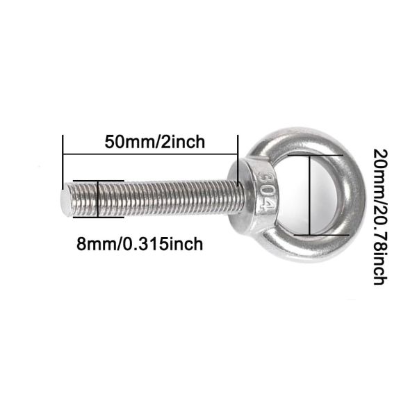 Plain Finish Stainless Steel 304/316 Lifting Eye Bolt for Ringing