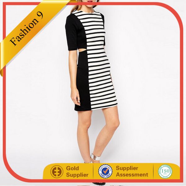 Buy Dress in Stripe with Cut Outs at wholesale prices