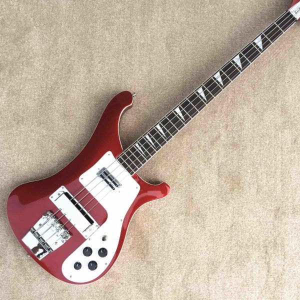 Best Bass Top quality Rick 4003 model Ricken 4 strings Electric Bass guitar in metal red color Chrome hardware