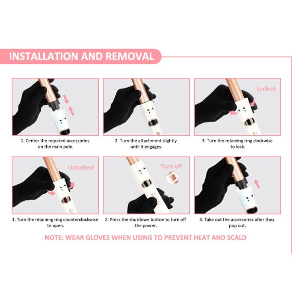 Interchangeable Ceramic Barrel Hot Hair Tool , 50HZ Hair Curler Wand Set