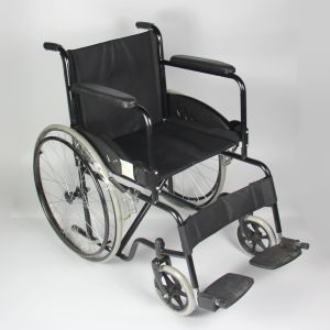 Bare Bones Basic Folding Steel Wheelchair With Powder Coating Frame