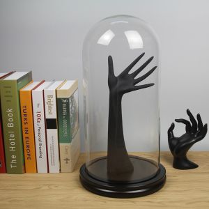 Wooden Base D10*H20cm Borosilicate Glass Display Dome Cloche