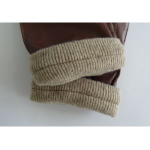 Classical Leather Shearling Gloves Leather Men Gloves Winter Knit Cuff