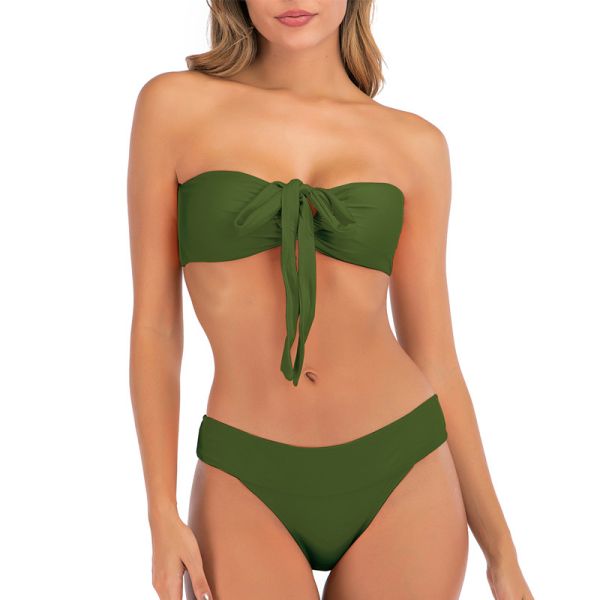 Black Solid Bikini Set Two Piece Swimsuit Sexy Women Swimwear