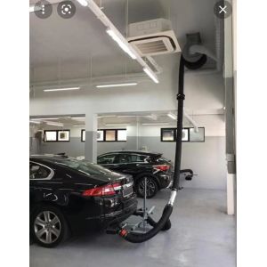 Spring Drived Vehicle Exhaust Extracting Hose Reel Fixed On Wall With Dual Pipes